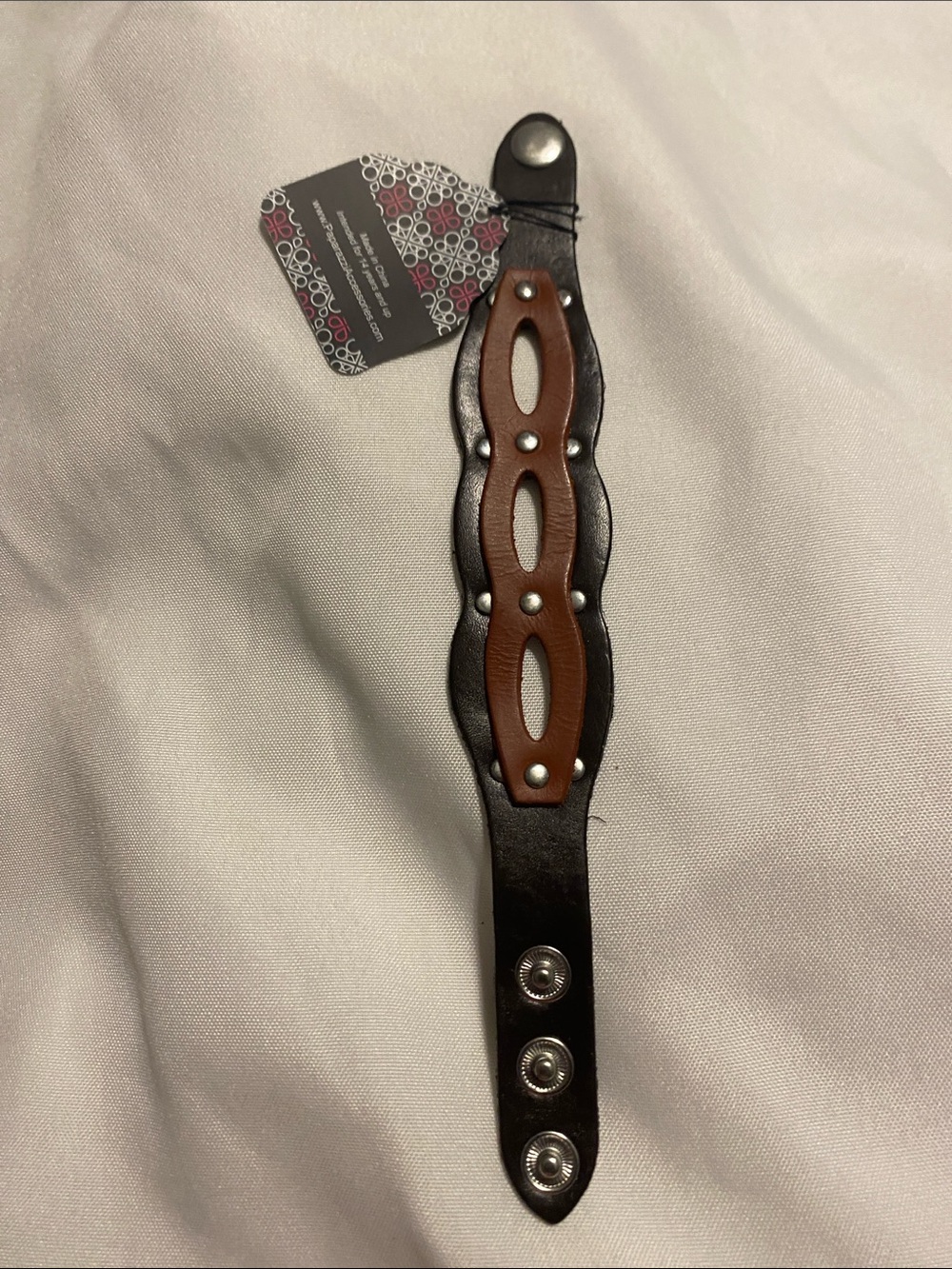 paparazzi Black and Brown Men's Leather Snap Cuff Bracelet